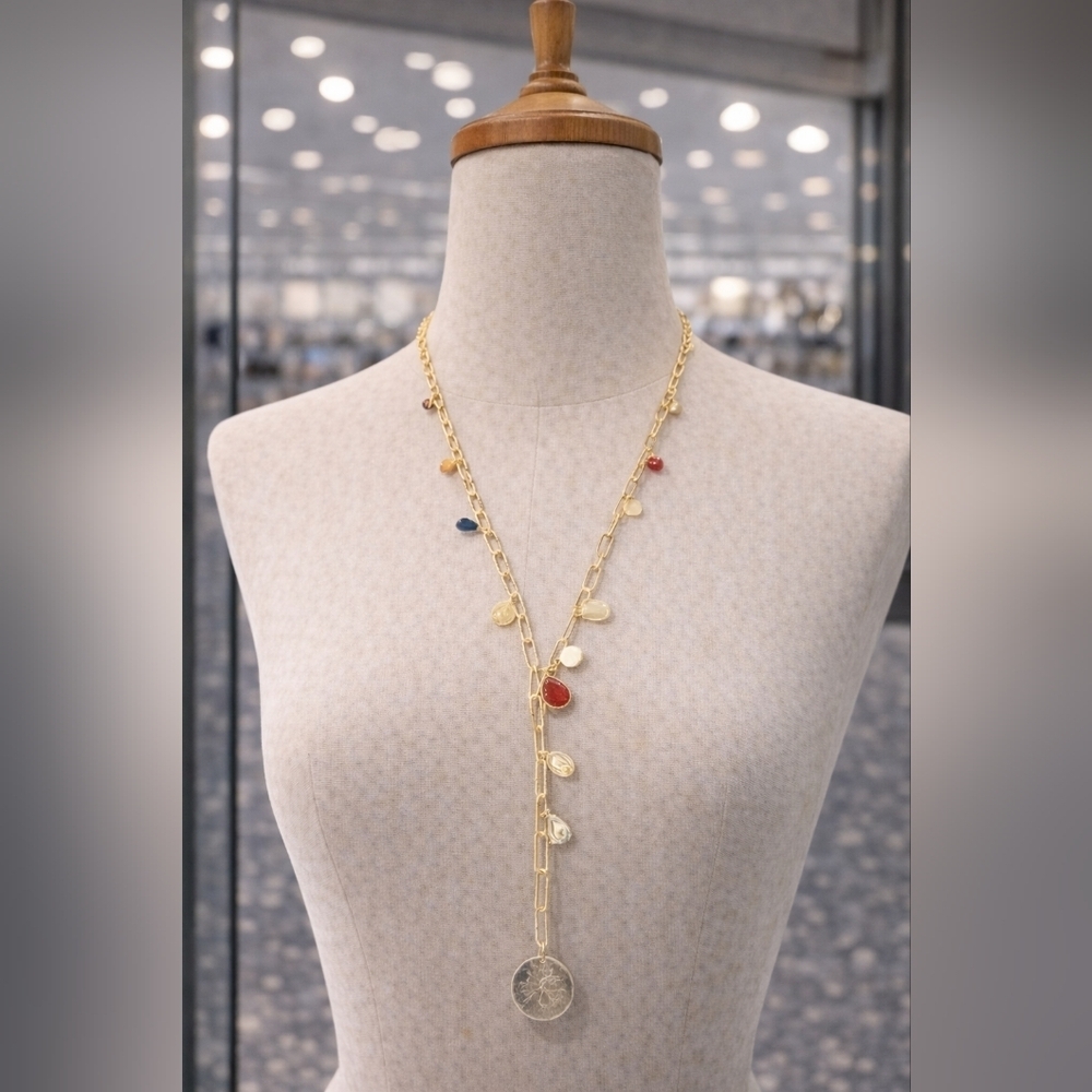 Gold chain coin charm necklace